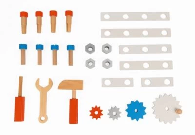 Janod Brico'Kids Werkbankwagen Groß, Inkl. 25 Teile Zubehör 6 Janod Brico'Kids Werkbankwagen Groß, Inkl. 25 Teile Zubehör – Bild 4