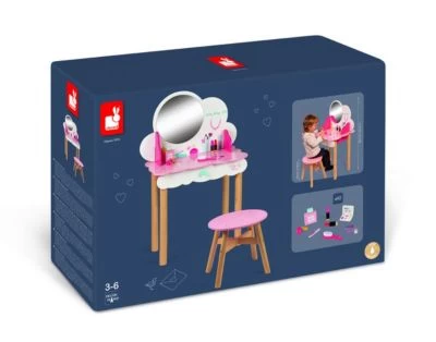 Janod Schmink- Und Frisiertisch "P'tite Miss" Mit Hocker Und Zubehör, 10 Teile 4 Janod Schmink- Und Frisiertisch "P'tite Miss" Mit Hocker Und Zubehör, 10 Teile – Bild 2