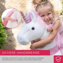 PonyCycle Kinder Reittiere Sternschnuppe Einhorn U-Serie Weiß Rosa Small Mit Sound -Spielzeugladen 16707066 03