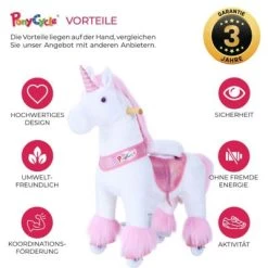 PonyCycle Kinder Reittiere Sternschnuppe Einhorn U-Serie Weiß Rosa Small Mit Sound -Spielzeugladen 16707066 04
