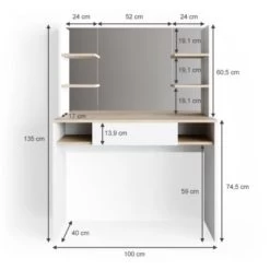 Vicco Schminktisch DAENERYS Weiß-Sonoma Frisiertisch Kommode Frisierkommode Spiegel -Spielzeugladen 19335255 03