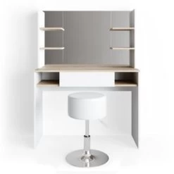 Vicco Schminktisch DAENERYS Weiß-Sonoma Frisiertisch Frisierkommode Spiegel Hocker