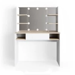 Vicco LED Schminktisch DAENERYS Weiß-Sonoma Frisiertisch Frisierkommode Spiegel