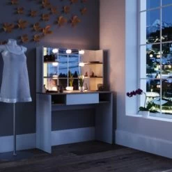 Vicco LED Schminktisch DAENERYS Weiß-Sonoma Frisiertisch Frisierkommode Spiegel -Spielzeugladen 19336986 04