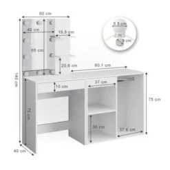 Vicco Schminktisch Frisiertisch Kommode Isabelle LED-Beleuchtung Beistellschrank -Spielzeugladen 19337269 04