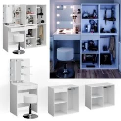 Vicco Schminktisch Frisiertisch Isabelle LED-Beleuchtung Hocker Beistellschrank -Spielzeugladen 19337463 03