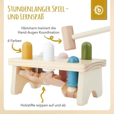Bieco Klopfbank Buntes Holz Hammerspiel Baby Klopfer Hammer Spielzeug Ab 1 Jahr Werkbänke 5 Bieco Klopfbank Buntes Holz Hammerspiel Baby Klopfer Hammer Spielzeug Ab 1 Jahr Werkbänke – Bild 3
