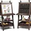 COSTWAY® Kindertafel Holztafel Mit Aufbewahrungsboxen