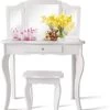COSTWAY® Kinderschminktisch Mit Hocker & 3 Spiegeln 70x34x103cm 2 COSTWAY® Kinderschminktisch Mit Hocker & 3 Spiegeln 70x34x103cm -Spielzeugladen 21653095 01