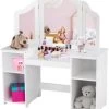 COSTWAY® Schminktisch Mit 3 Spiegeln & 4 Ablagen -Spielzeugladen 21653147 01
