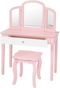 COSTWAY® Schminktisch Mit Dreifach Spiegel & Hocker
