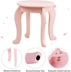 COSTWAY® Schminktisch Mit Hocker & 3-Fach Spiegel Kronenmuster -Spielzeugladen 23416422 04