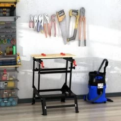 HOMCOM Werkbank Faltbares Design, Aufgedrucktes Lineal, 4 Verstellbare Drehzapfen Und 2 Kurbelarme -Spielzeugladen 23695064 04