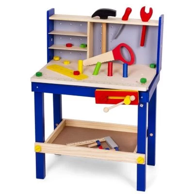 LEO & EMMA Werkbank Holz Kinderwerkbank Mit Werkzeug Aus Holz, Blau Lackiert, 50tlg 3 LEO & EMMA Werkbank Holz Kinderwerkbank Mit Werkzeug Aus Holz, Blau Lackiert, 50tlg