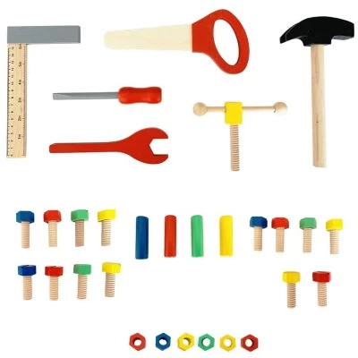 LEO & EMMA Werkbank Holz Kinderwerkbank Mit Werkzeug Aus Holz, Blau Lackiert, 50tlg 4 LEO & EMMA Werkbank Holz Kinderwerkbank Mit Werkzeug Aus Holz, Blau Lackiert, 50tlg – Bild 2