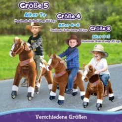PonyCycle Kinder Reitspielzeug Braun Pferd Mit Bremsen Mit Klang Für 3-5 Jahre Kinder Reittier Tretauto -Spielzeugladen 24927805 06