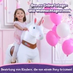 PonyCycle Kinder Reitspielzeug Weiß Einhorn Mit Bremsen Mit Klang Für 4-8 Jahre -Spielzeugladen 24927807 03