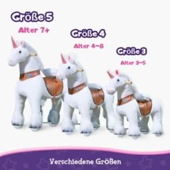 PonyCycle Kinder Reitspielzeug Weiß Einhorn Mit Bremsen Mit Klang Für 4-8 Jahre -Spielzeugladen 24927807 06