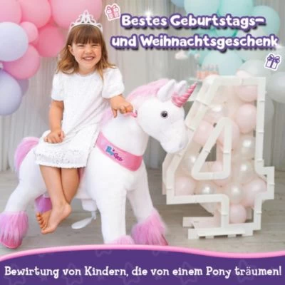 PonyCycle Kinder Reitspielzeug Rosa Einhorn Mit Bremsen Mit Klang Für 4-8 Jahre 5 PonyCycle Kinder Reitspielzeug Rosa Einhorn Mit Bremsen Mit Klang Für 4-8 Jahre – Bild 3