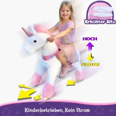 PonyCycle Kinder Reitspielzeug Rosa Einhorn Mit Bremsen Mit Klang Für 4-8 Jahre 7 PonyCycle Kinder Reitspielzeug Rosa Einhorn Mit Bremsen Mit Klang Für 4-8 Jahre – Bild 5