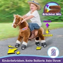 PonyCycle Kinder Reitspielzeug Braun Pferd Mit Bremsen Mit Klang Für 4-8 Jahre -Spielzeugladen 24927826 06
