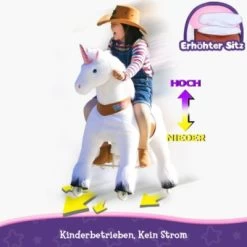PonyCycle Kinder Reittier Weiß Einhorn Reitpferd Mit Bremsen Mit Klang Für Alter 7+ Rollenspielzeug -Spielzeugladen 25233442 05