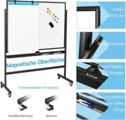 COSTWAY® Whiteboard Magnettafel 90x120cm Mit Rollen -Spielzeugladen 25906430 04