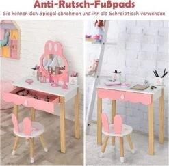 COSTWAY® Schminktisch Kaninchenform Mit Spiegel & Hocker 10 COSTWAY® Schminktisch Kaninchenform Mit Spiegel & Hocker -Spielzeugladen 26829964 03
