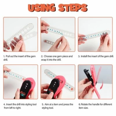 Vicabo Haar Glitzer Hefter Maschine Haarschmuck-Set Bedazzler Glam Styling-Werkzeug Mit 80 Haar-Edelsteinen Frisiersets Für Mädchen 7 Vicabo Haar Glitzer Hefter Maschine Haarschmuck-Set Bedazzler Glam Styling-Werkzeug Mit 80 Haar-Edelsteinen Frisiersets Für Mädchen – Bild 5