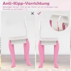 COSTWAY® Kinderschminktisch Mit Hocker & Spiegel Abnehmbar 2-in-1 -Spielzeugladen 28764857 04