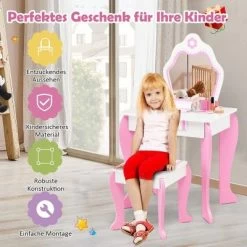 COSTWAY® Kinderschminktisch Mit Hocker & Spiegel Abnehmbar 2-in-1 -Spielzeugladen 28764857 06