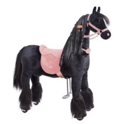 PONNIE Mechanisches Pferd Auf Rollen Ebony M Mit Rosa Sattel