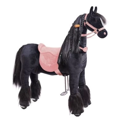 PONNIE Mechanisches Pferd Auf Rollen Ebony M Mit Rosa Sattel 3 PONNIE Mechanisches Pferd Auf Rollen Ebony M Mit Rosa Sattel