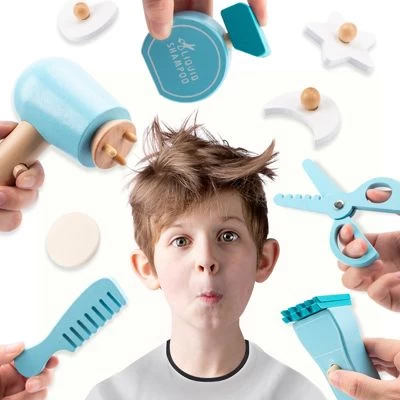 Epik Kinderhaarschnitt-Set Anziehspielzeug Aus Holz 6 Epik Kinderhaarschnitt-Set Anziehspielzeug Aus Holz – Bild 4