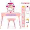 COSTWAY® 2in1 Schminktisch Mit Hocker Schublade Spiegel Wachstumslineal -Spielzeugladen 30145989 01