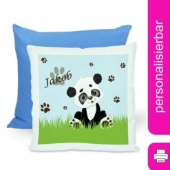 CreaDesign Dekokissen Kinder 40 X 40 Cm Panda Bär Mit Name Personalisiert