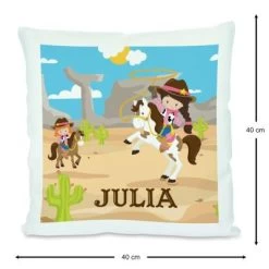 CreaDesign Dekokissen Kinder 40 X 40 Cm Cowgirl Mit Name Personalisiert -Spielzeugladen 30449475 03