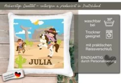 CreaDesign Dekokissen Kinder 40 X 40 Cm Cowgirl Mit Name Personalisiert -Spielzeugladen 30449475 05