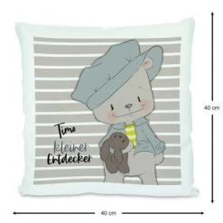 CreaDesign Dekokissen Kinder 40 X 40 Cm Hase Leon Mit Name Personalisiert -Spielzeugladen 30449479 03