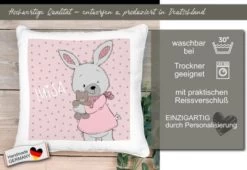 CreaDesign Dekokissen Kinder 40 X 40 Cm Hase Emma Mit Name Personalisiert -Spielzeugladen 30449488 05
