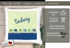CreaDesign Dekokissen Kinder 40 X 40 Cm Elefanten Blau Grün Mit Name Personalisiert -Spielzeugladen 30449523 05