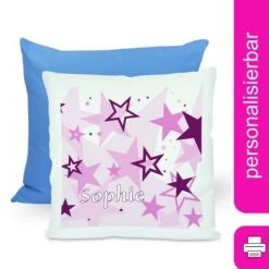 CreaDesign Dekokissen Kinder 40 X 40 Cm Sterne Brombeere Mit Name Personalisiert