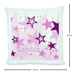 CreaDesign Dekokissen Kinder 40 X 40 Cm Sterne Brombeere Mit Name Personalisiert -Spielzeugladen 30449552 03