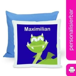 CreaDesign Dekokissen Kinder 40 X 40 Cm Drache Mit Name Personalisiert