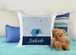 CreaDesign Dekokissen Kinder 40 X 40 Cm Elefant Blau Mit Name Personalisiert -Spielzeugladen 30449690 04