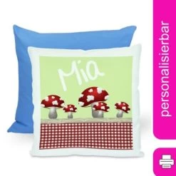 CreaDesign Dekokissen Kinder 40 X 40 Cm Pilz Rot Mit Name Personalisiert