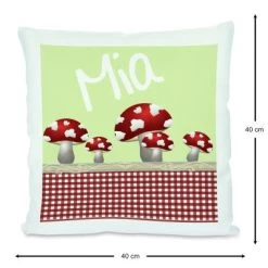 CreaDesign Dekokissen Kinder 40 X 40 Cm Pilz Rot Mit Name Personalisiert -Spielzeugladen 30449719 03