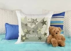 CreaDesign Dekokissen Kinder 40 X 40 Cm Sterne Grau Beige Mit Name Personalisiert -Spielzeugladen 30449759 04