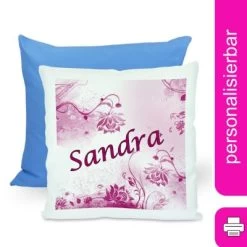 CreaDesign Dekokissen Kinder 40 X 40 Cm Blumen Brombeere Mit Name Personalisiert