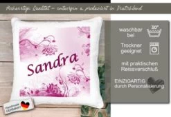 CreaDesign Dekokissen Kinder 40 X 40 Cm Blumen Brombeere Mit Name Personalisiert -Spielzeugladen 30449804 05